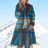 Winter Hooded Wool Blend Coat with Pockets-Blue-4