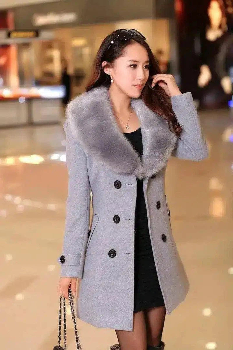 LOVEMI - Lovemi - Mid-length Winter Coat With Woolen Collar And