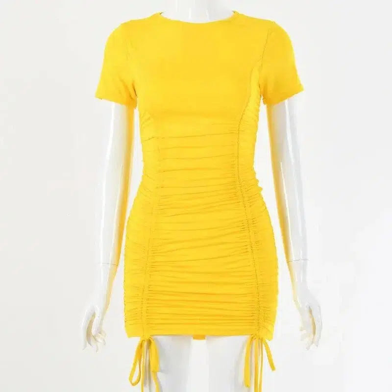 Mini Party Dress-Yellow-8