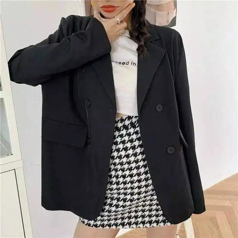 LOVEMI - Lovemi - Net Red Thin Black Suit Jacket Female Korean