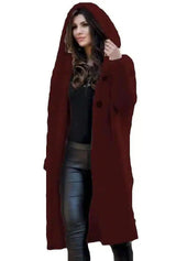 NEW Women's Baggy Cardigan Coat Tops Ladies Chunky Knitted-Red wine-5