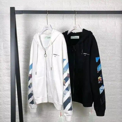 Oil painting zipper sweater arrow hoodie-1