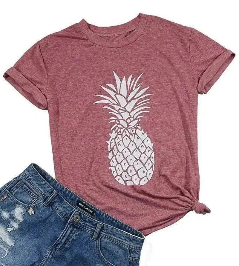 Pineapple Print T-Shirt-Picture color-1