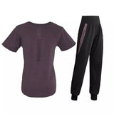 Plus-size yoga suit-Dark purple 2pc-8