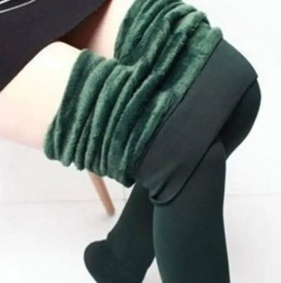 Plus velvet pearl velvet warm leggings-Army Green-7