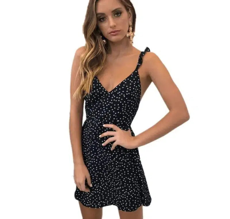 LOVEMI - Lovemi - Polka-dot lace-up fashion dress