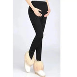 Pregnant Women Thickened Plus Velvet Winter Warm Pants-Black-2