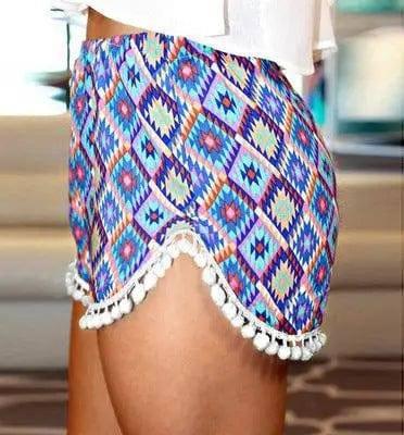 Printed elastic waist shorts beach pants-5