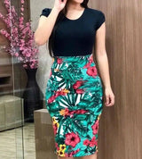 LOVEMI - Lovemi - Printed Office Midi Pencil Dress Large Women Dress