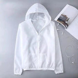 Hooded Zip-Up Jacket with Pockets-White-1