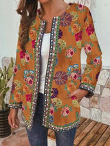 Embroidered Boho Women's Casual Jacket-Yellow-2