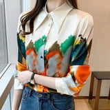 LOVEMI - Lovemi - Retro Oil Painting Print Long Sleeve Top