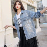 LOVEMI - Lovemi - Ripped Denim Short Jacket Women Loose Jacket