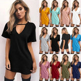 LOVEMI - Lovemi - sexy deep V short-sleeved T-shirt loose casual