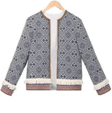 Women's Printed Boho Jacket with Tassel Trim-Color-2