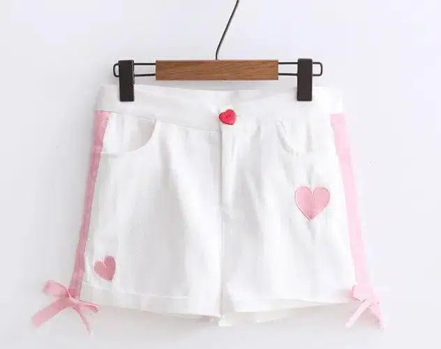 Shorts Summer Candy Simple Collocation High Waist Womens's-White-6