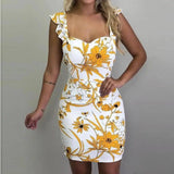 Sleeveless printed hip dress-white-13