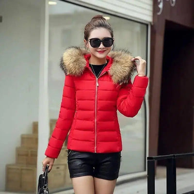 Slim cotton padded jacket and down jacket-Red-4