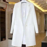 Women's Long Sleeve Mid-Length Coat-White-7