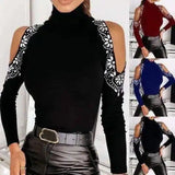 Women's Cutout Sleeve Turtleneck Top-1