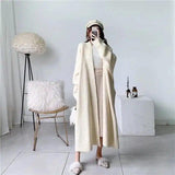 Solid color thick thread knitted jacket-White-1