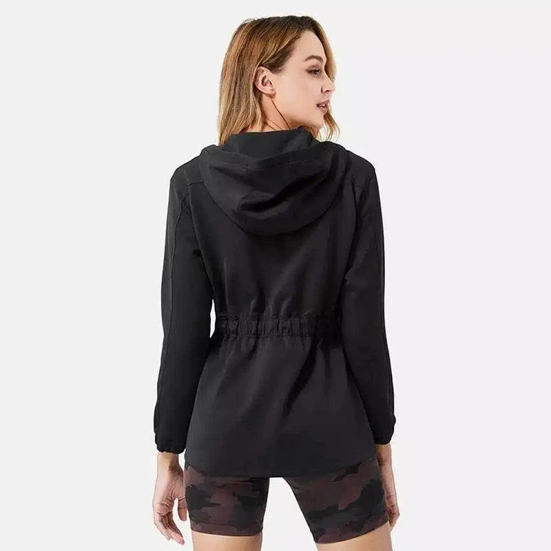 Women's Lightweight Zippered Jacket with Pockets-Black-2