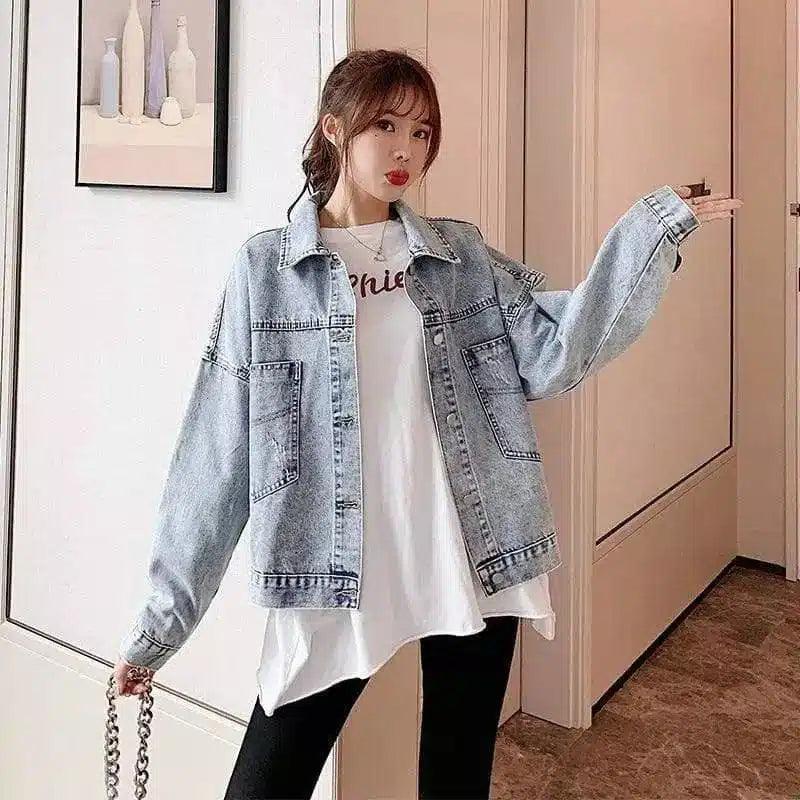 LOVEMI - Lovemi - Streamer Tassel Glasses Girl Avatar Denim Jacket