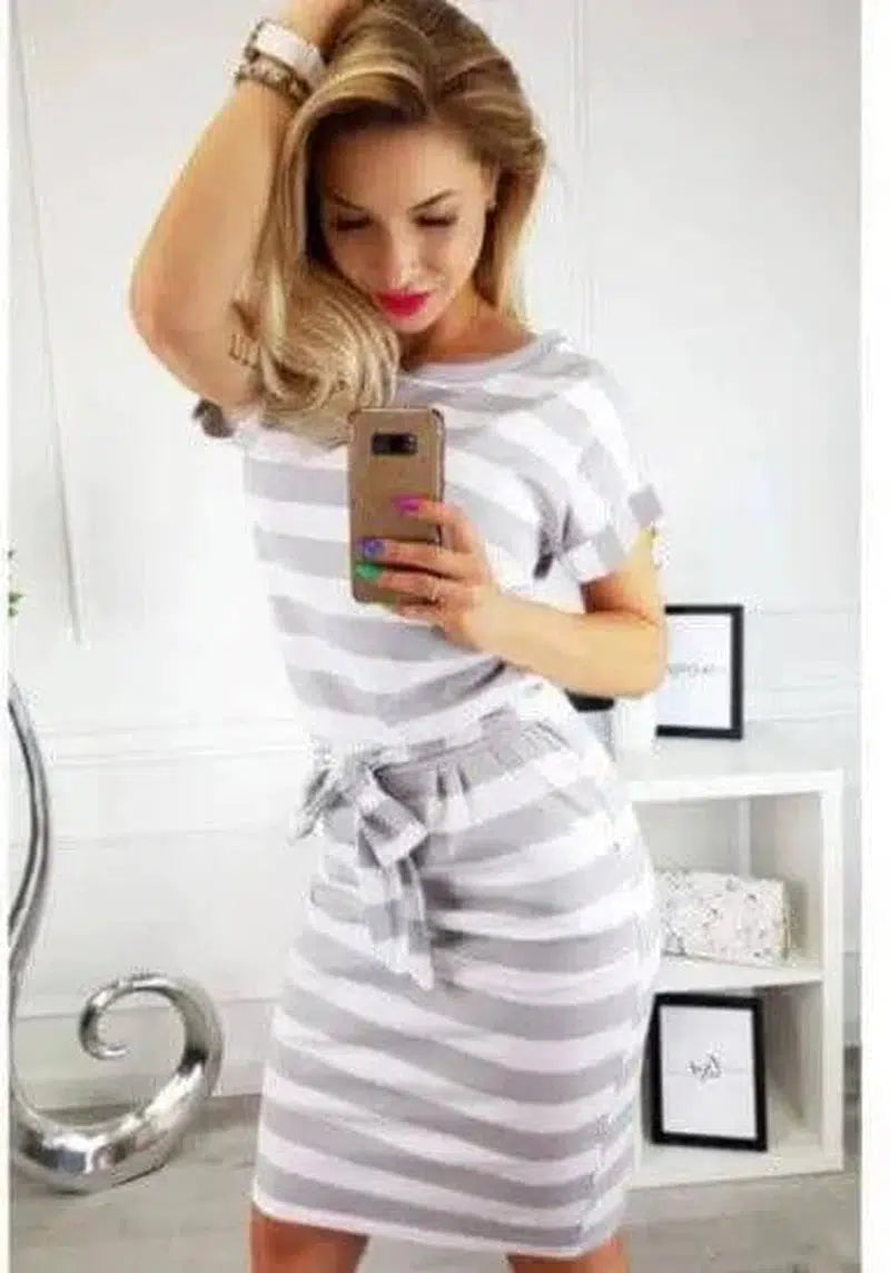 Striped Dress-Gray-16