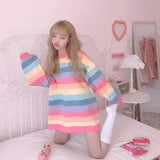 Striped Long-Sleeve Casual Dress-Photo Color-2