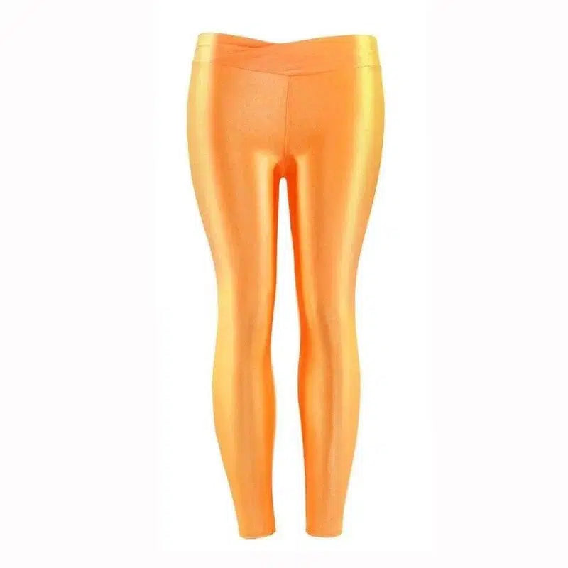 Summer Low Waist Stretch slim gloss trousers thin candy-Orange-18