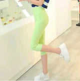 Summer new candy color cropped pants elastic tight short-Autumn fragrant green-2