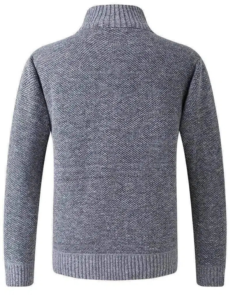 Sweater Jacket Stand Collar Hollow Solid Color Knit-light gray-8