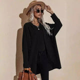 Warm Knit Cardigan with Open Front-Black-3