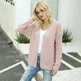 Women's Knit Cardigan Sweater-Pink-3