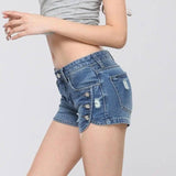 The Summer Hot Korean Patchwork Denim Shorts Pocket Jeans-Darkblue-10