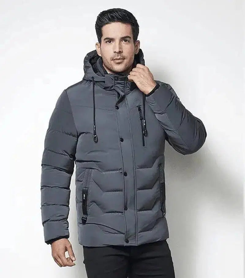 Thicken casual outdoor warm business trend fashion hooded-gray-3