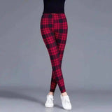 Thin cropped cotton leggings-Red-1