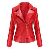 Thin Pu Short Coat Spring And Autumn Jacket-Red-4