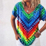 Tie-Dye Casual Women's T-Shirt-Photo Color-5