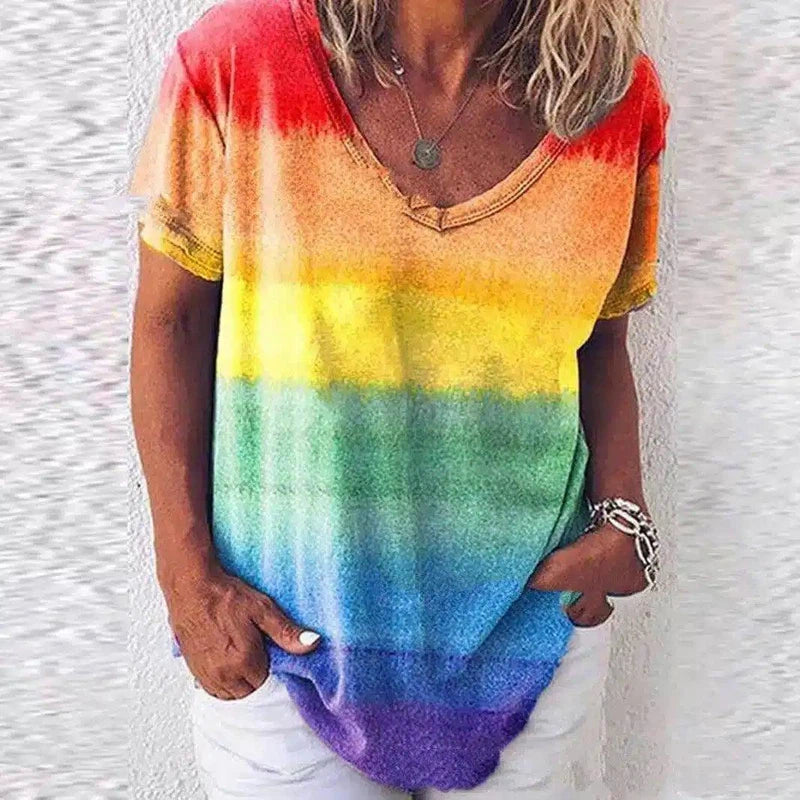 Tie-Dye Casual Women's T-Shirt-Photo Color-6