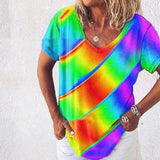 Tie-Dye Casual Women's T-Shirt-Photo Color-8