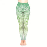 Totem print nine-minute pants-Green-1