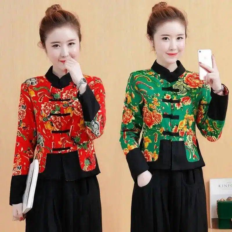 Elegant Floral Jacket in Asian Style-1