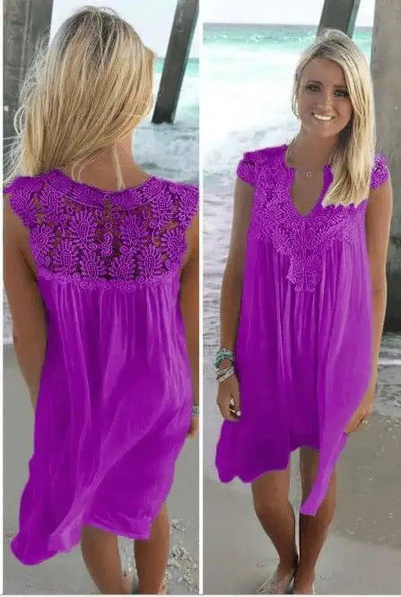 Upgrade Your Look with Our Chiffon Sleeve Dress -Purple-24