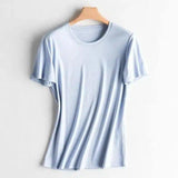 LOVEMI - Lovemi - V-neck mercerized cotton T-shirt