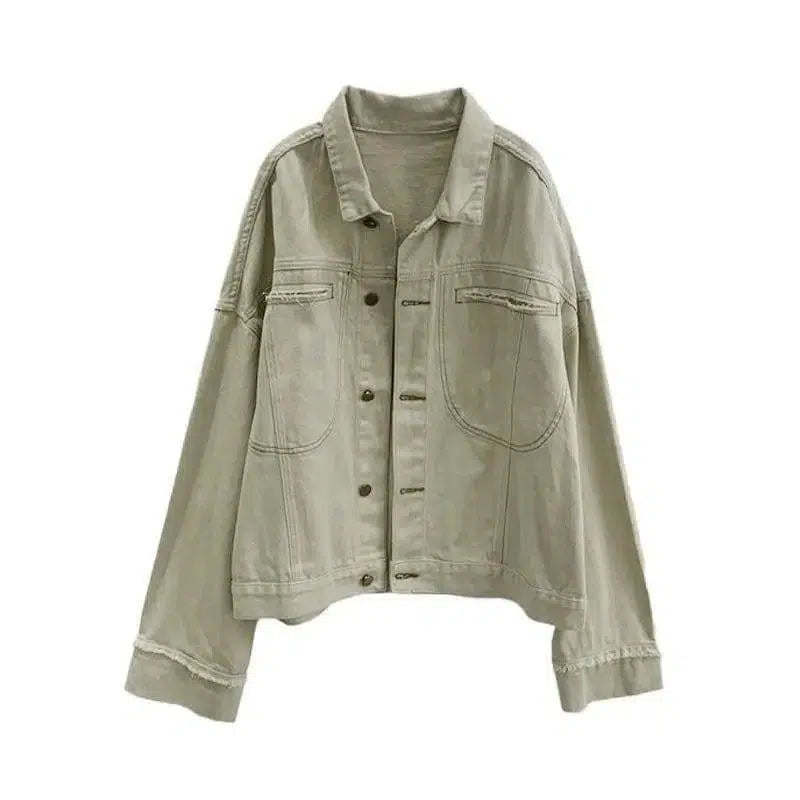 Stylish Beige Denim Jacket for Women-Beige-2