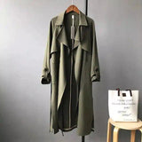 Classic Long Trench Coats for Women-Green-4