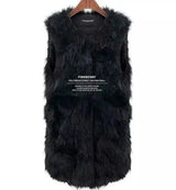 LOVEMI - Lovemi - Wild sleeveless solid color mixed color faux fur