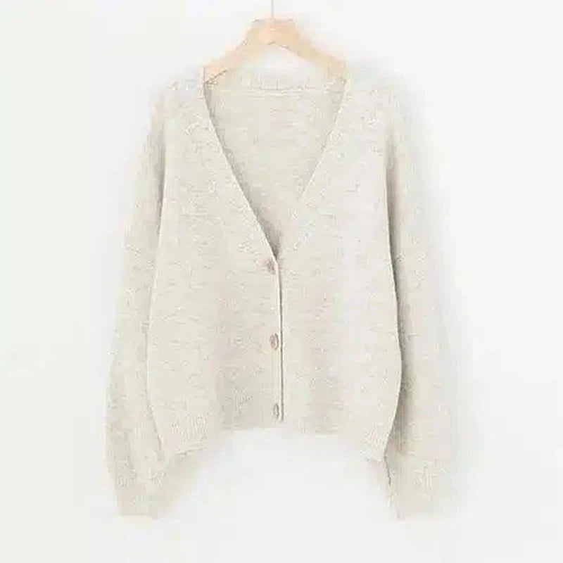 Wild sweater cardigan-Rice grey-4