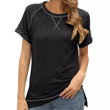 Women's Casual Short Sleeve T-Shirt-Black-2